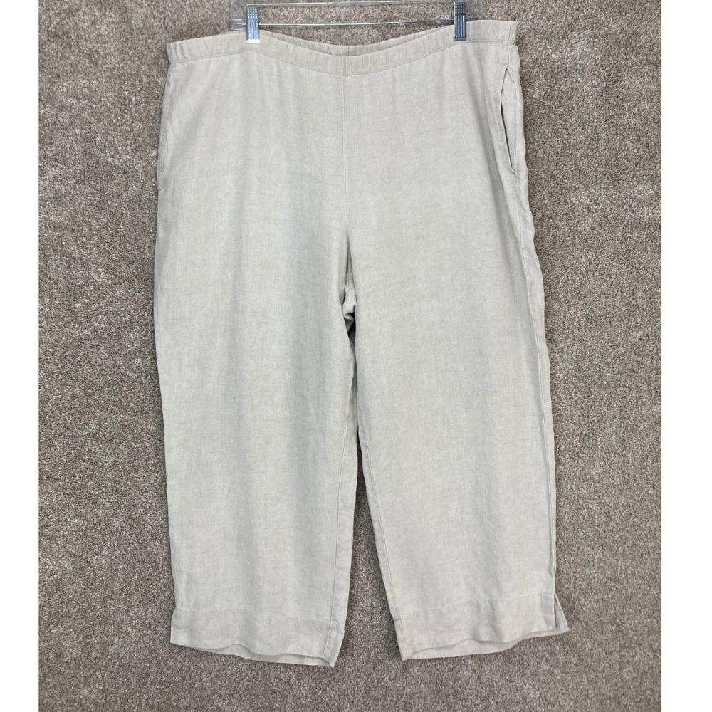J. Jill Love Linen Wide Leg Ankle Pants Women XL Beige Linen Summer Coastal Chic